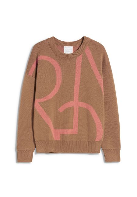 Pull bicolore en coton bio - maniaa logomania smoky almond-pink maple, Armedangels, photo 5