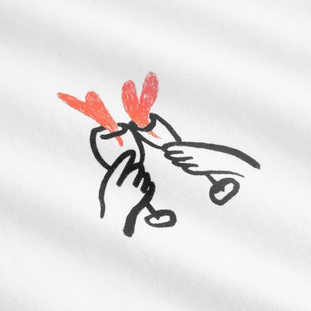 T-shirt imprimé en coton bio | blanc "t-shirt visby heart cheers white - white" - Dedicated