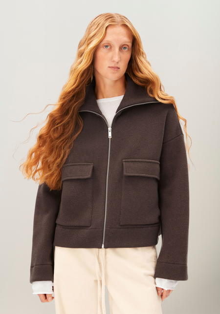 Veste en matières biologiques et recyclées | marron "cotton-wool knit jacket - claystone", Armedangels