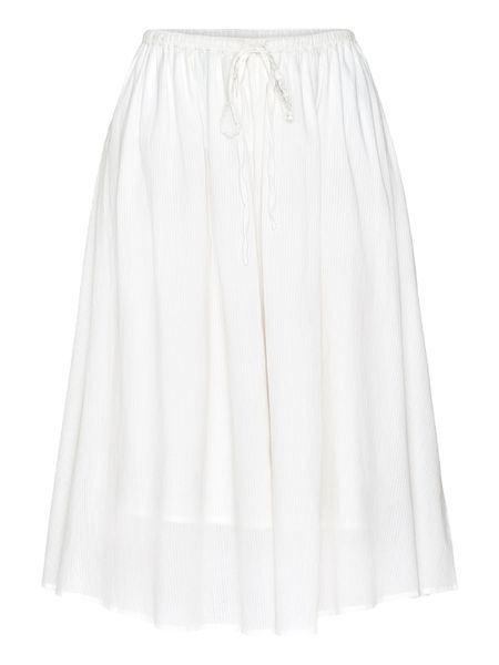 Midirock aus Bio-Baumwolle | Weiß gestreift "stripe structure a-shape mid-length skirt egret", Knowledge Cotton Apparel, Foto 5