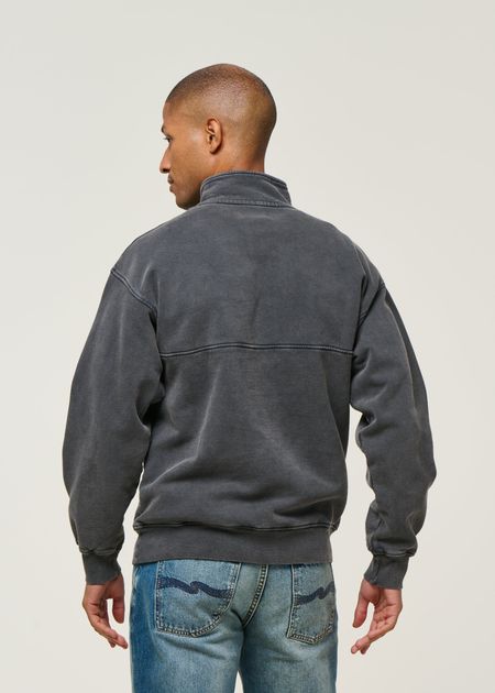 Sweat camionneur col zippé en coton bio | noir "faded black", Colorful Standard, photo 3
