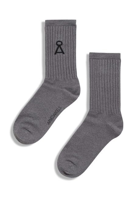 Chaussettes grises en coton bio et recyclé - saamu grey melange