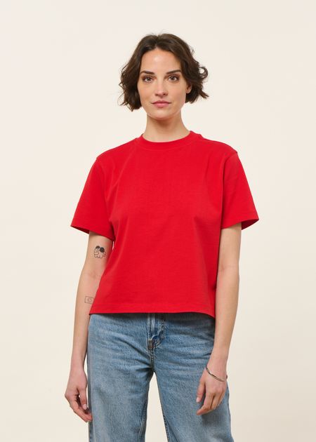 T-shirt boxy en coton bio | rouge - WeDressFair