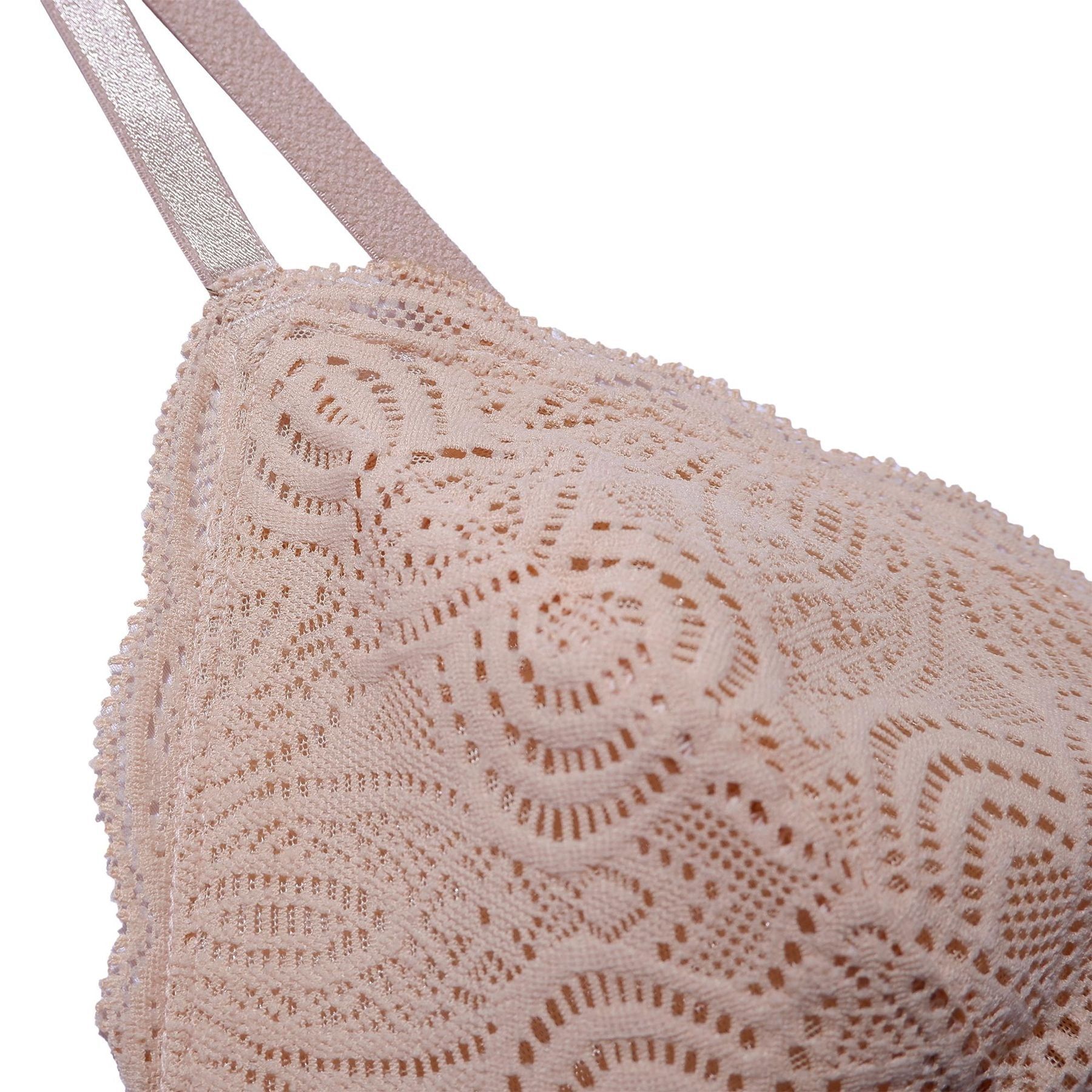 Soutien-gorge en dentelle beige rosé en polyamide recyclé - luna, Underprotection, photo 4