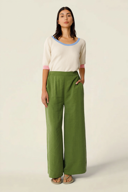 Pantalon palazzo en tencel | vert "klodin trouser - vert foncé" - SKFK