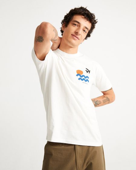 T-shirt imprimé blanc en coton bio - med