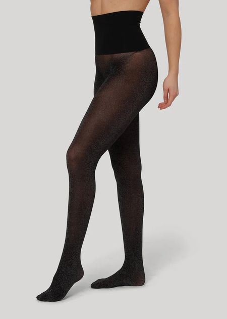 Collants sans couture brillants en recyclé | noir "jenny shimmer black"