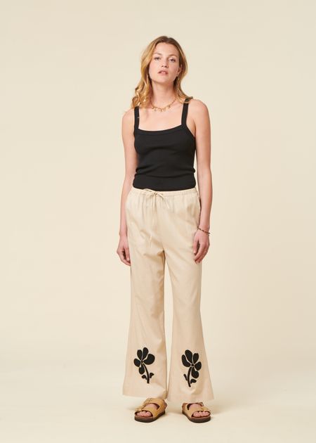 Fließende Hose aus Bio-Baumwolle | Ecru "marygold brigitte pants", Thinking Mu, Foto 1