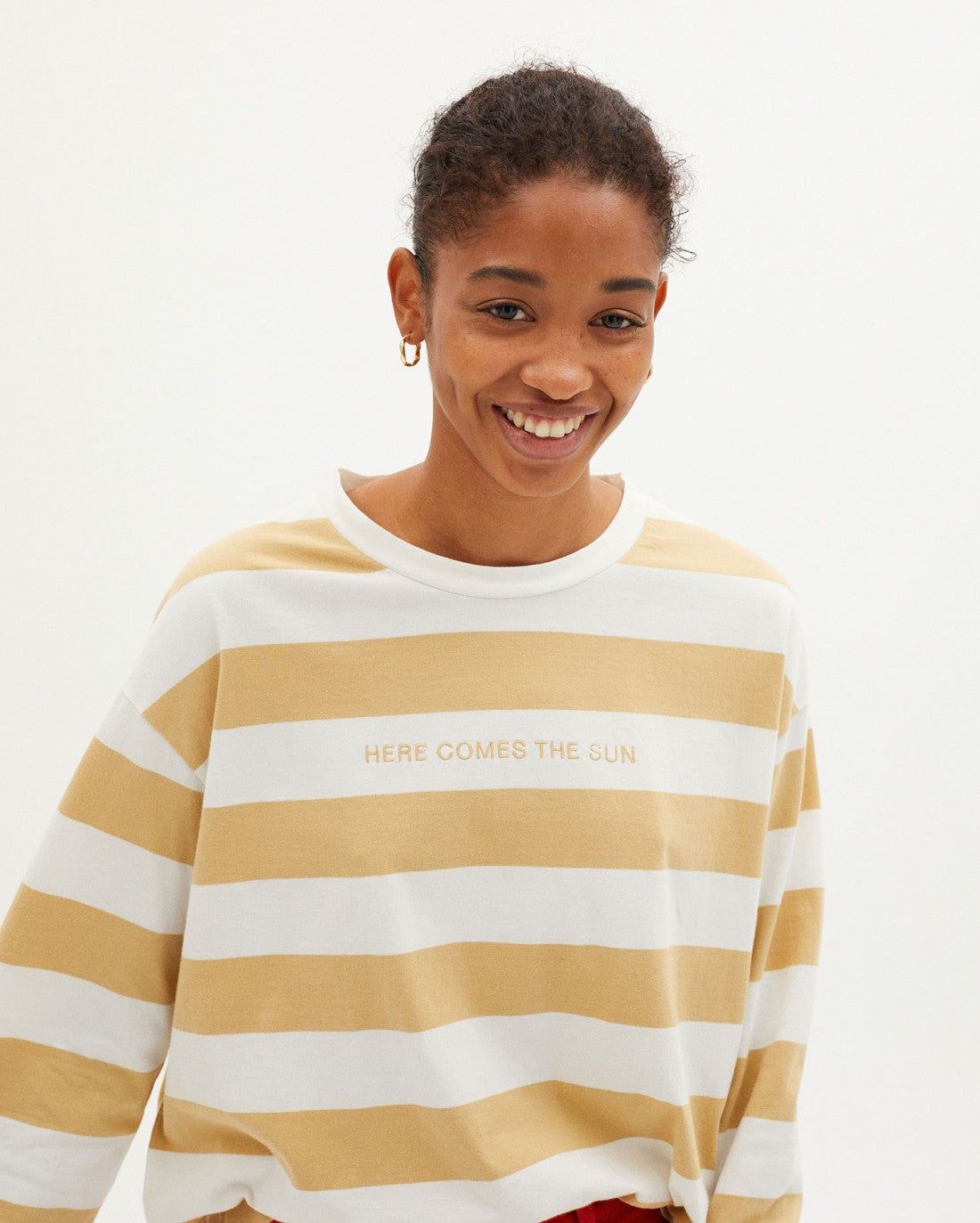 T-shirt ample manches longues rayé en coton bio, Thinking Mu, photo 2
