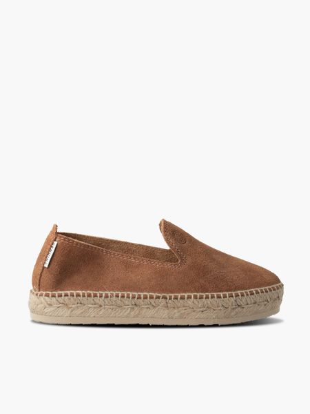 Espadrilles camel en cuir certifié - sabina velours mandorla - Genuins