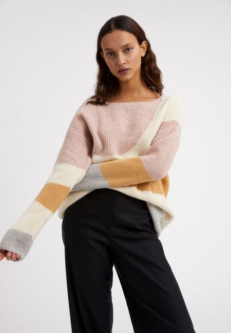 Pull graphique en laine bio et coton bio - miyaa soft hills kinoko melange