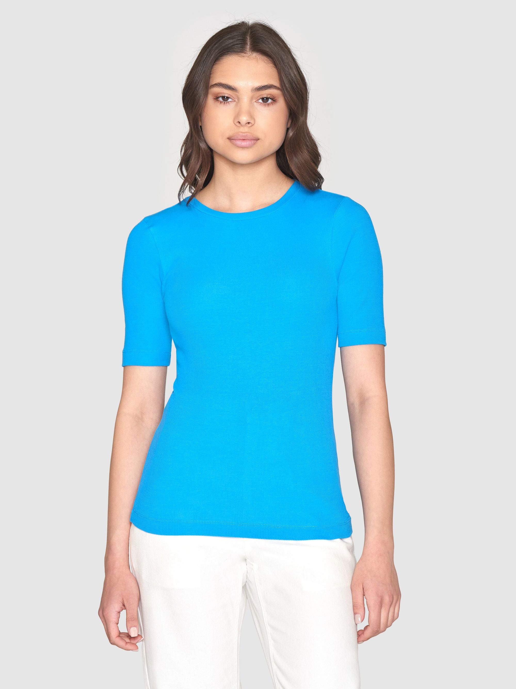 T-shirt côtelé en coton bio | bleu "rib t-shirt malibu blue", Knowledge Cotton Apparel, photo 1