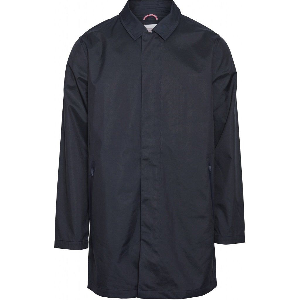 Manteau car coat bleu nuit en coton bio et polyester recyclé - beech, Knowledge Cotton Apparel, photo 1