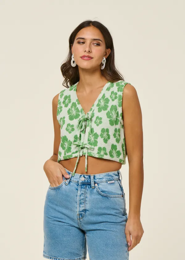 Top en coton bio éponge  et matière recyclée | multicolore "Hibiscus", Graine