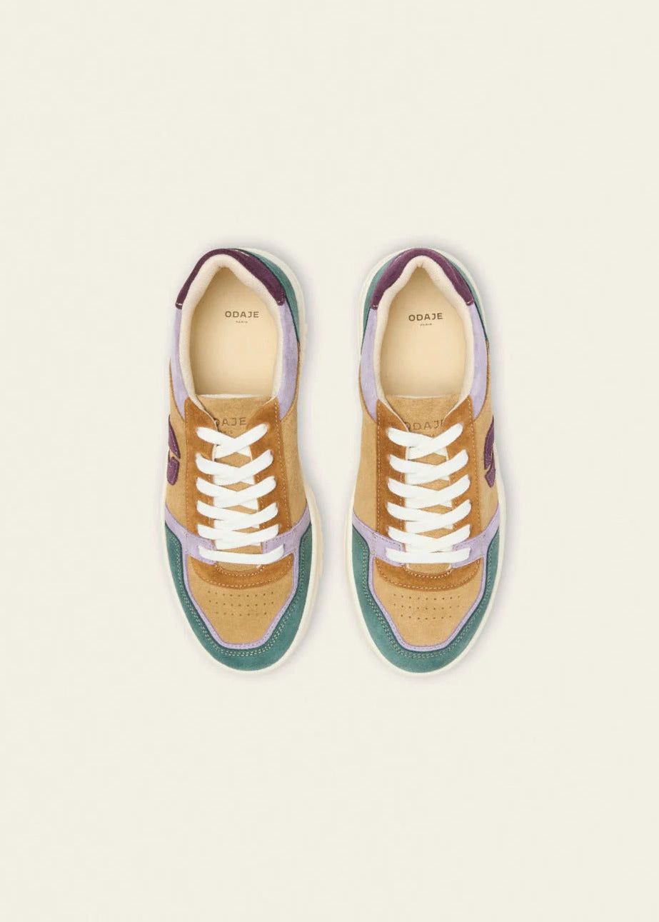 Baskets basse en cuir certifié lwg | multicolore "baskets basses nora - vert-lilas-beige", Odaje ex M.Moustache, photo 3