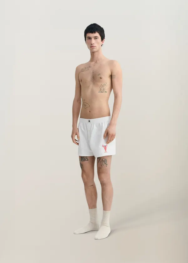 Boxer en coton biologique | blanc "lobster boxer - white", Thinking Mu