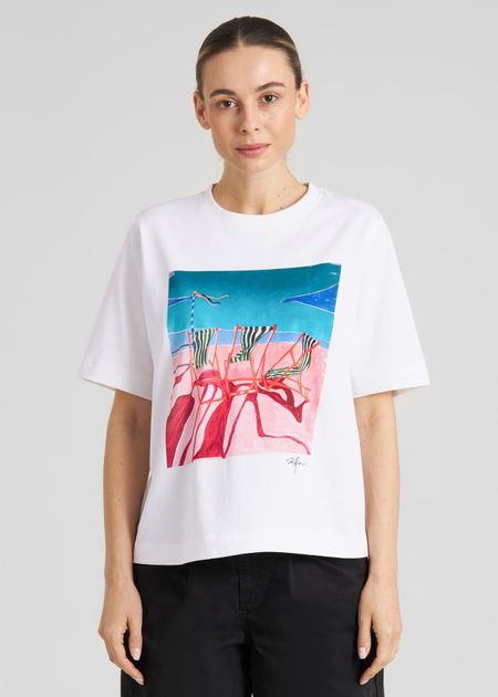 T-shirt en coton bio | blanc "T-shirt vadstena deck chairs white - white" - Dedicated