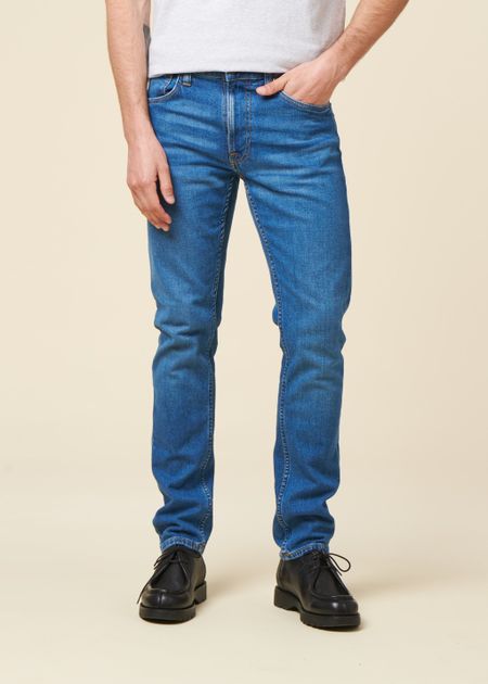 Jean slim en coton bio | bleu "lean dean broken spirit" - Nudie Jeans
