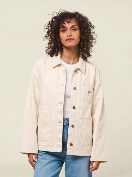 Veste denim en coton bio | ivory "ada workwear jacket ivory" - Nudie Jeans