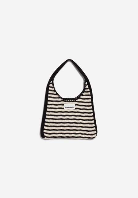 Sac cabas en maille en coton bio | noir et blanc "Tote bag knit w - undyed-black"