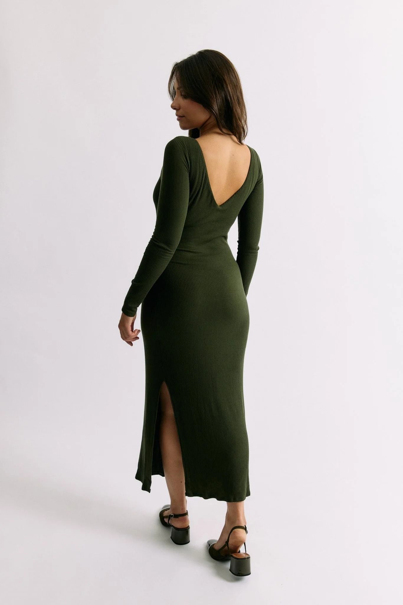 Robe réversible brassière intégrée en tencel côtelé | vert "Ambre", Maline Bodywear, photo 3
