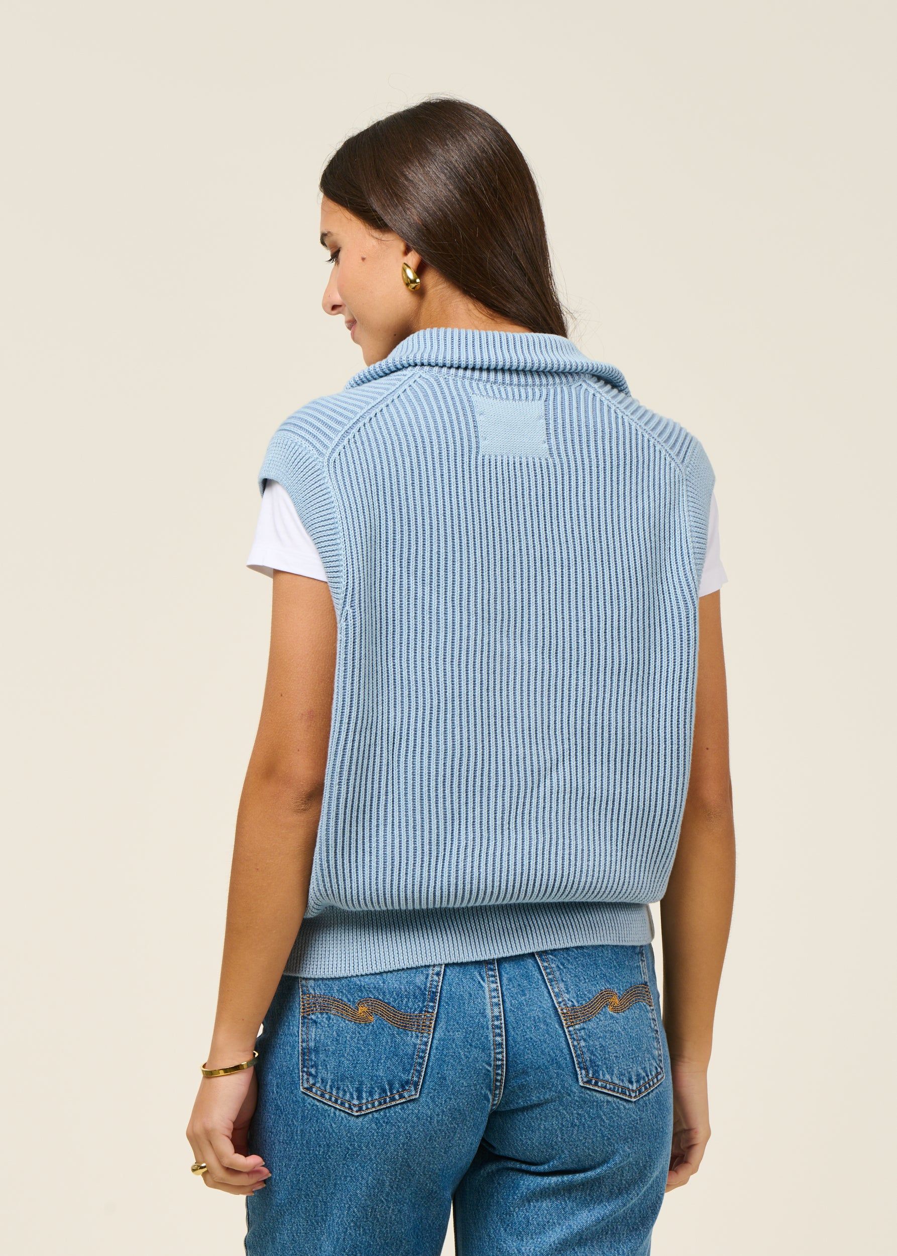 Pullunder aus Bio-Baumwolle | Blau "vanisé knit vest - dark blue glow", Armedangels, Foto 6