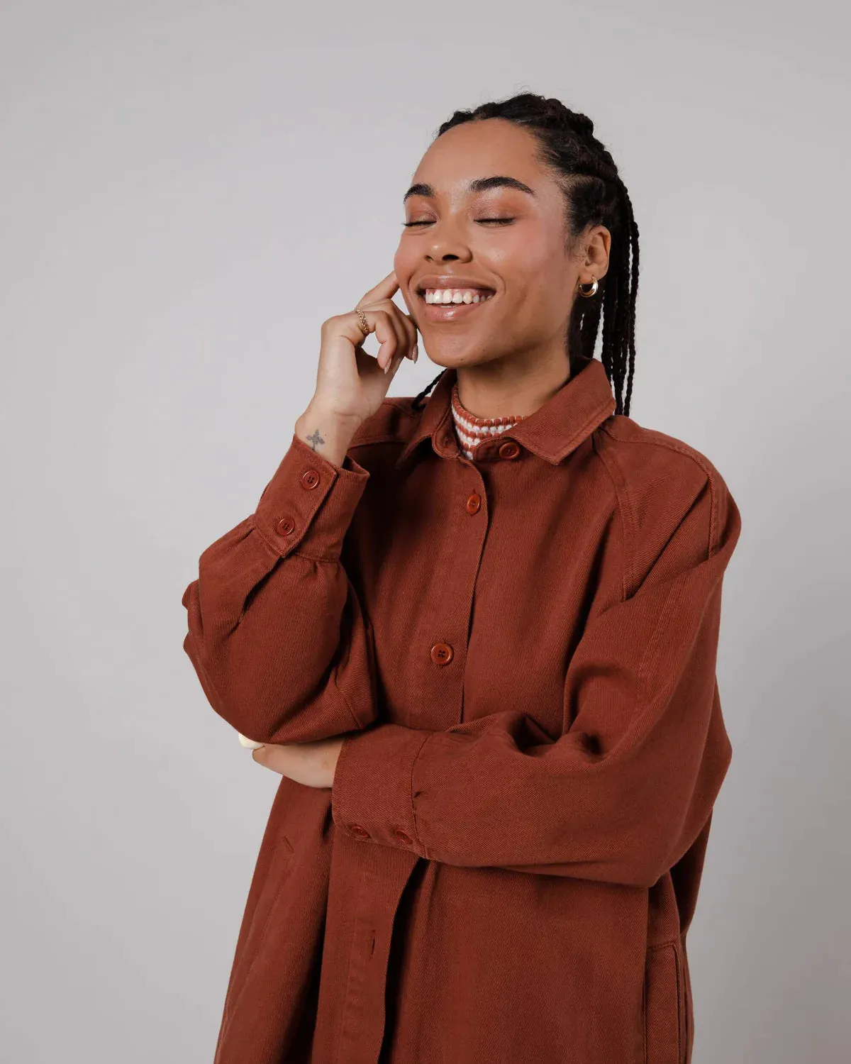 Trench twill en coton bio | marron "twill jacket sequoia", Brava Fabrics, photo 6