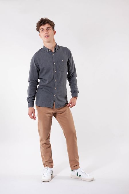 Chemise en flanelle grise en coton bio - elder