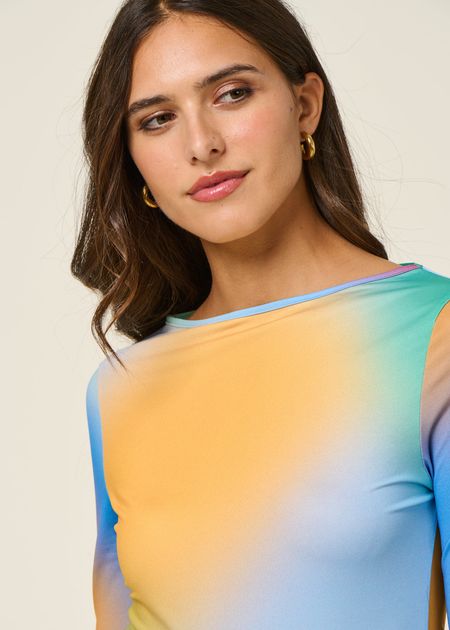 T-shirt manches longue en matière recyclée | multicolore "solstice" - Graine