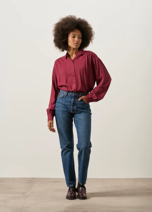 Chemise en viscose ecovero | bordeaux "Efinaraa ecovero blouse | velvet red", Armedangels