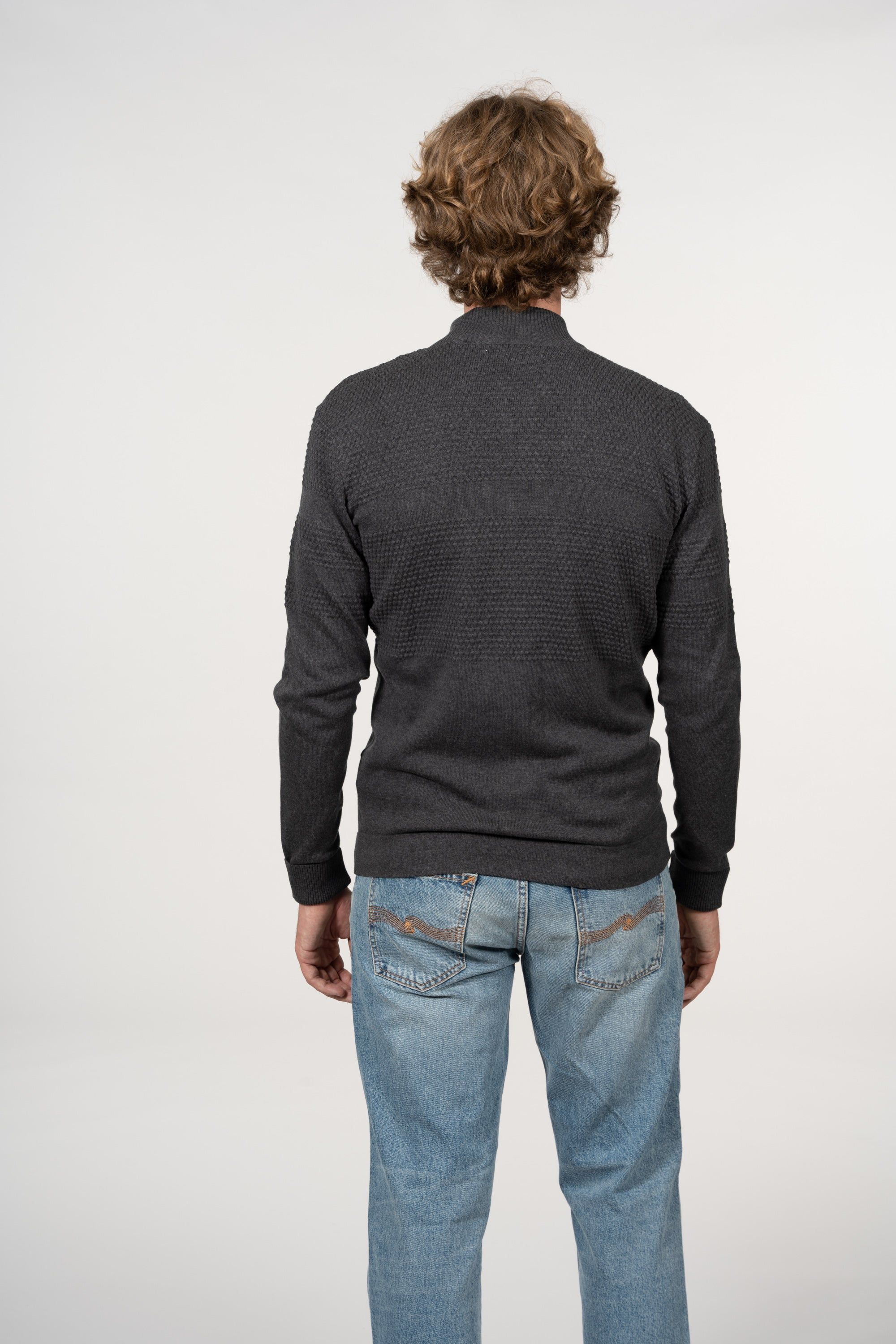 Gilet zippé gris en coton bio - field dark grey melange, Knowledge Cotton Apparel, photo 5