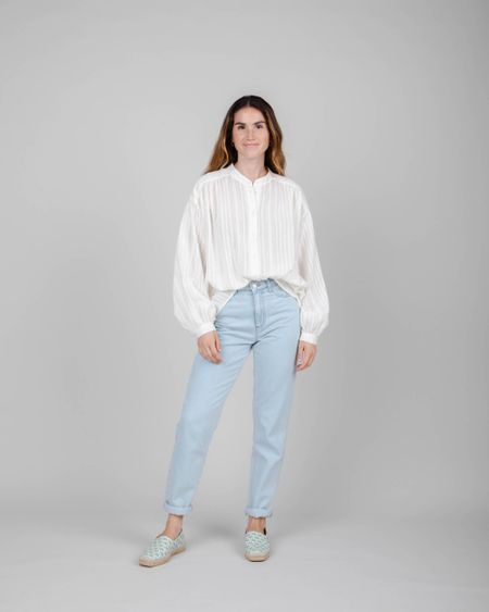 Chemise oversize blanche en coton bio - polka dot boho blouse white - white, Brava Fabrics, photo 8