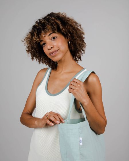 Sac cabas turquoise en coton bio - bubble light morera, Brava Fabrics, photo 4