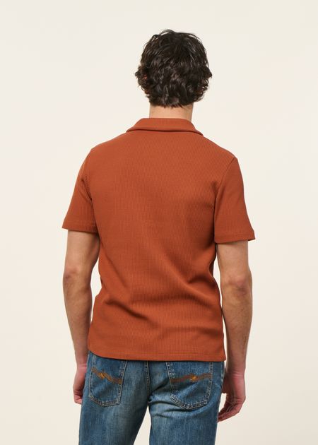 Polo en coton bio piqué | rouille "Canning - coconut shell", Twothirds, photo 3