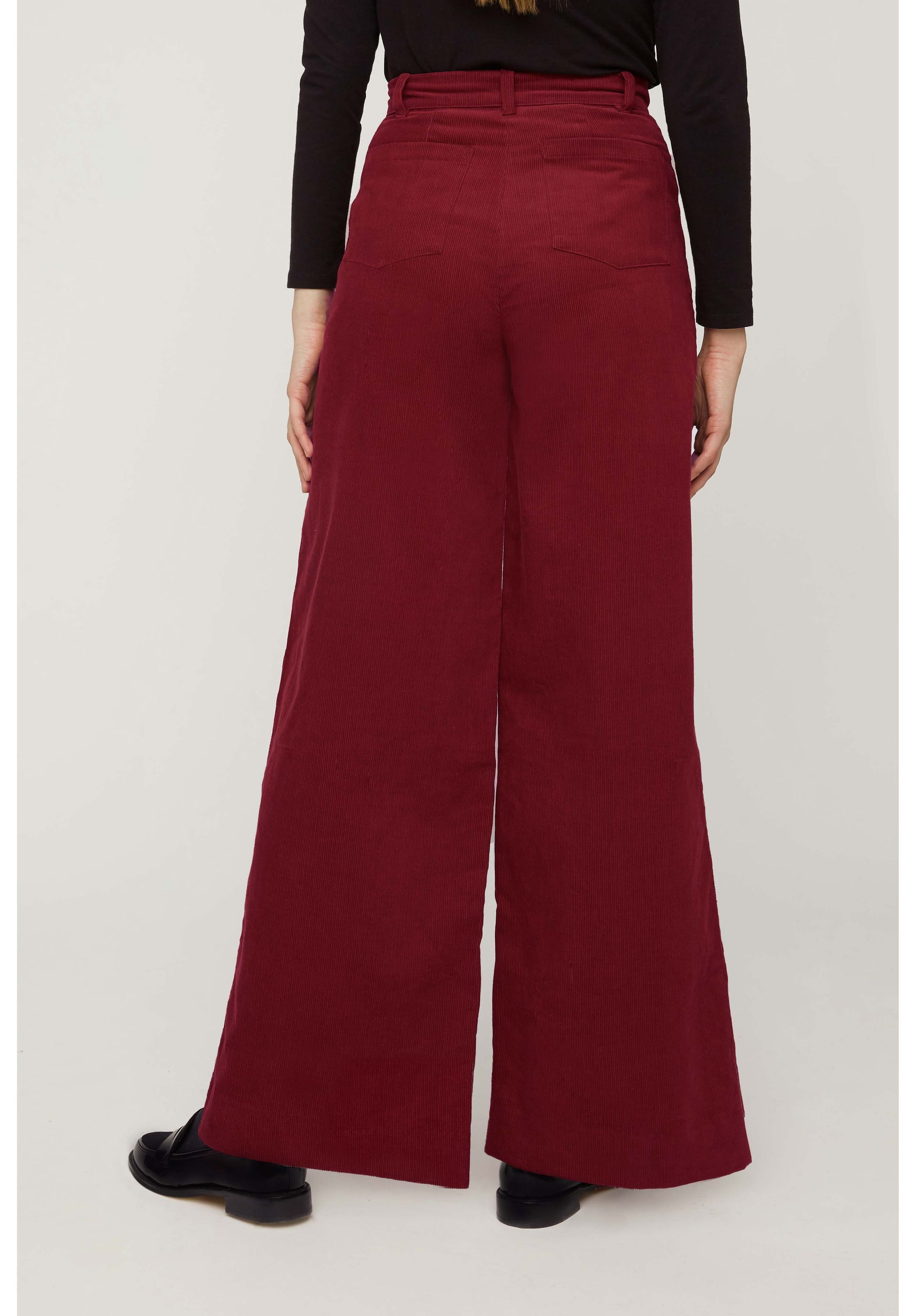 Pantalon large rouge velours en coton bio - noelle, People Tree, photo 3