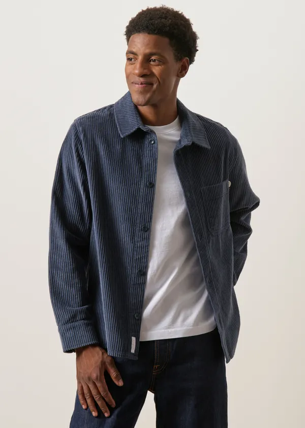 Surchemise velours côtelé en coton bio | bleu "Cord casual shirt - ash blue", Rotholz