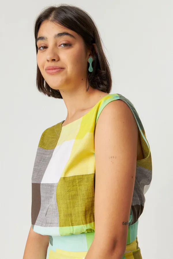 Top à carreaux en coton bio | multicolore "katti-gots shirt - checks", SKFK
