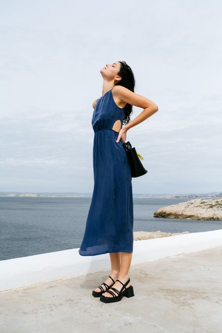 Robe en ecovero | bleu "cobalt kin dress - blue" - Thinking Mu