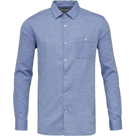 Chemise bleu tissé en coton bio et lin - structured shirt