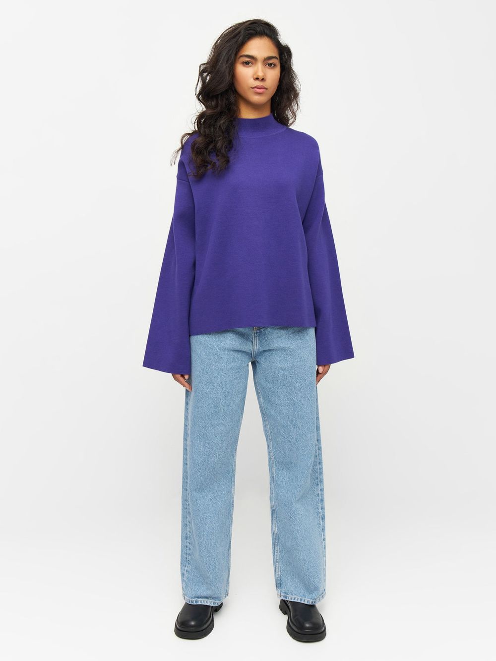 Pull en maille de coton bio | violet "cotton high neck knit deep purple ...