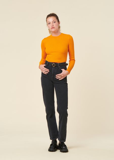 Jean droit en coton bio | noir "lofty lo black vintage"