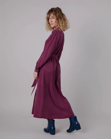 Langes Kleid aus ECOVERO | Pflaume "gina vneck long sleeve dress", Brava Fabrics, Foto 3