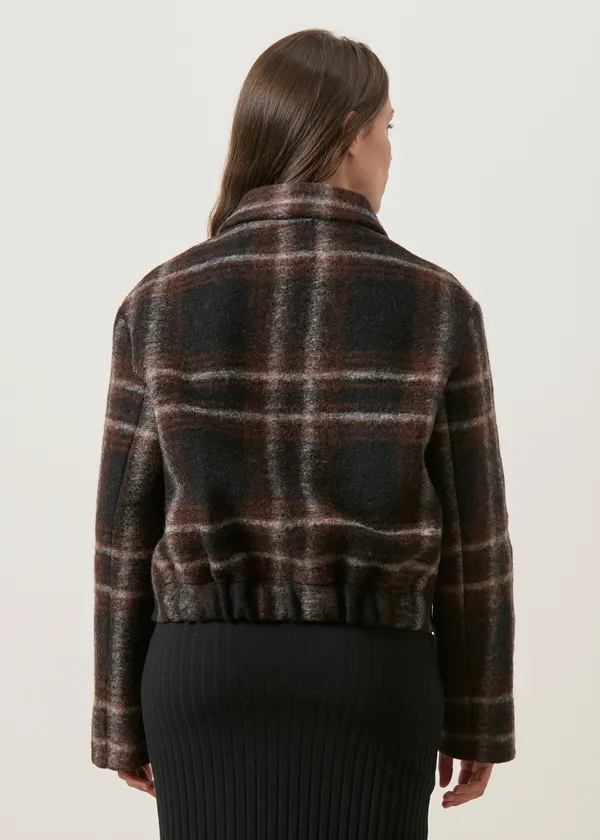 Veste en laine et coton bio | tartan marron, Lanius