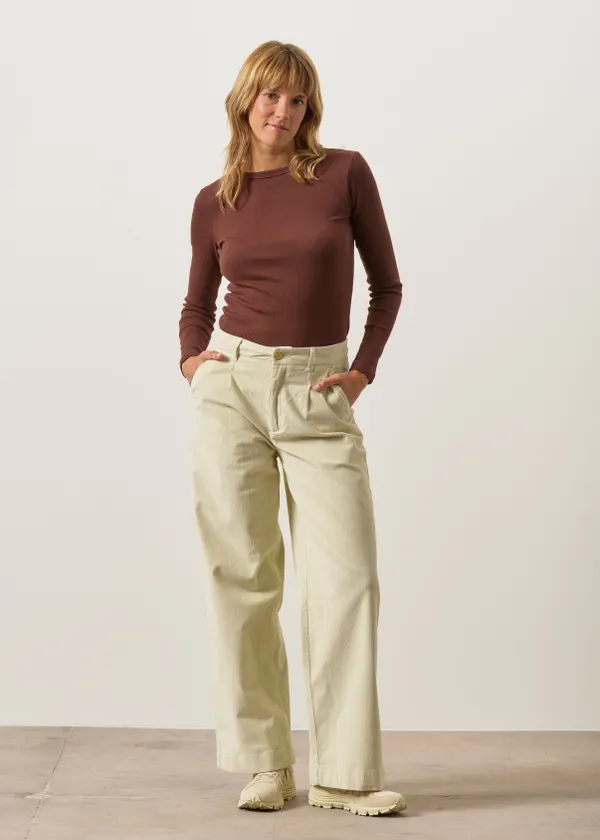 Pantalon velours côtelé droit en coton bio | écru "sorgin", SKFK