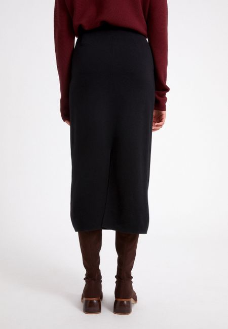Jupe mi-longue noire en tencel et coton bio - milanaa black, Armedangels, photo 3
