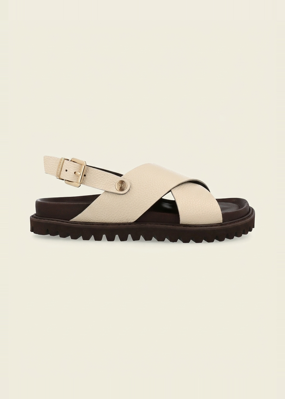 Sandalen aus zertifiziertem Leder | Weiß "melen embossed leather chalk" new, Genuins, Foto 1