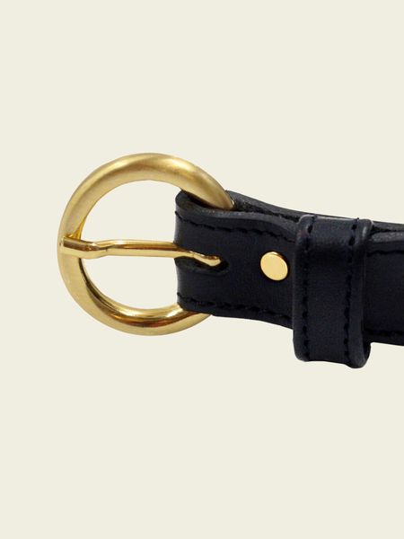 Ceinture en cuir certifié à tannage végétal | noir "boucle d'or" - Jules & Jenn