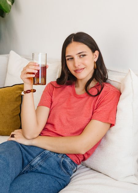 T-shirt lin upcyclé | corail - WeDressFair