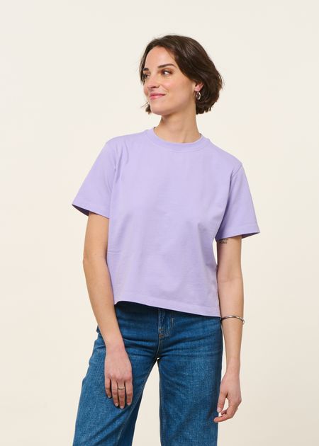 T-shirt boxy en coton bio | lilas