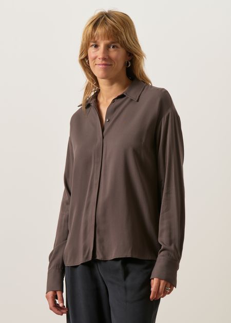 Blouse en viscose ecovero | marron "larisaana longsleeve blouse - claystone" - Armedangels